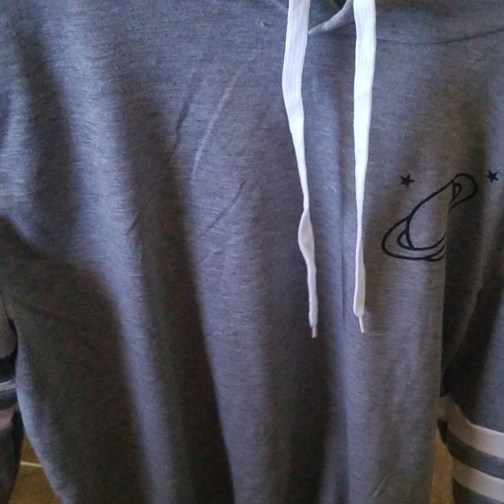 Grey Space Crop Top Hoodie